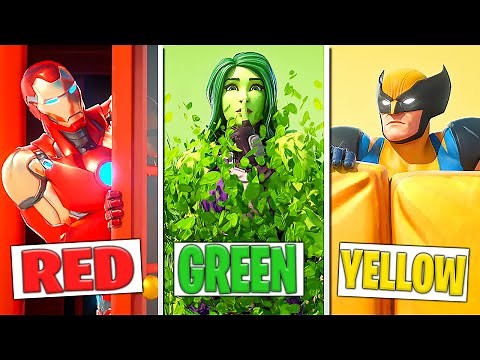 Using ONLY ONE COLOR in SUPERHERO Hide & Seek! (Fortnite Prop Hunt)