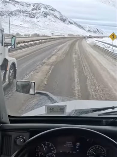 Challenging Winter Drive on Slippery Mountain Roads