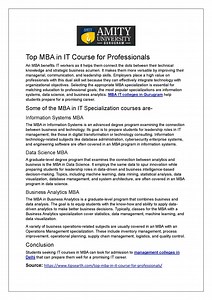 Top MBA in IT Course for Professionals