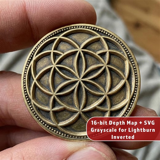 Flower of Life 3D Relief | Sacred Geometry Challenge Coin | Deep Engrave Depth Map | STL PNG - Etsy