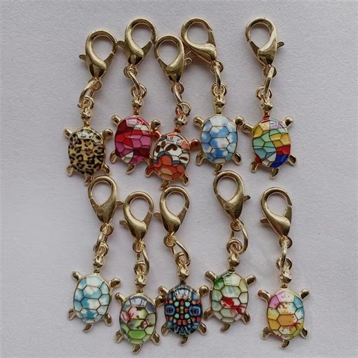 Cute Mini Full Metal Turtle Keychain Charm Zipper Pull Stitch Saver Key Chain Solid Colorful Stained Glass Turquoise Natural Animal Tag Set - Etsy
