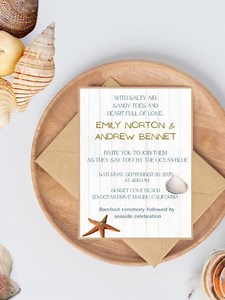 Beach Wedding Invitation Template: Starfish & Seashell Design (printable Canva Invite, Instant Download) - Etsy