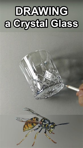 Glass vs Wasp hyperrealistic drawings #art