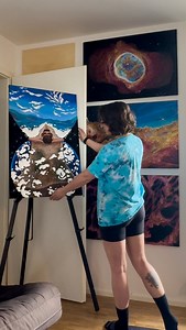 New painting: Beach Day ⏳🌎🌊 Acrylic paint, modeling paste, sand on 24” x 36” stretched canvas #texturedart #beachart #hourglass Audio by karina_nigay | Ashley Baldwin!
