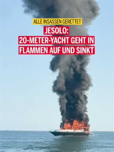 Vor Jesolo ist am Sonntagabend eine rund 20 Meter lange Jacht etwa 100 Meter vor der Küste ausgebrannt und gesunken. Die Küstenwache konnte alle zehn Insassen unverletzt retten. Feuerwehr, Taucher und ein Löschhubschrauber bekämpften das Feuer, das eine weithin sichtbare Rauchwolke verursachte. Um eine Umweltverschmutzung durch hunderte Liter verbliebenen Dieselkraftstoff zu verhindern, legten Einsatzkräfte Ölsperren aus. Der Vorfall führte zudem zu Umleitungen mehrerer Flüge am Flughafen Venedi