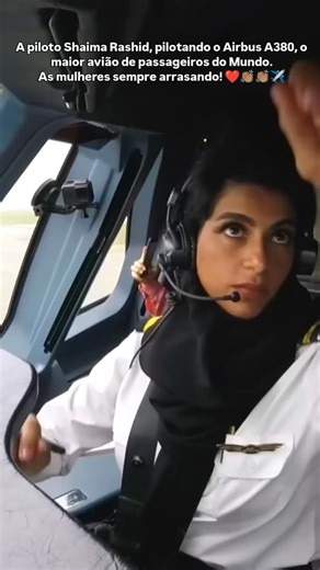 ✈🌎✈ Mundo da Aviação ✈🌍✈ on Instagram: "Nos céus do mundo, o imponente Airbus A380 decola sob o comando da piloto Shaima Rashid, da empresa aérea: Etihad Airways, diretamente de Abu Dhabi nos Emirados Árabes Unidos. Ver Shaima concentrada, executando cada procedimento com precisão e maestria, é a prova de que a aviação se constrói com disciplina, preparo e responsabilidade, independentemente de gênero. Sabemos que as oportunidades nem sempre são oferecidas de forma igual, e justamente por isso