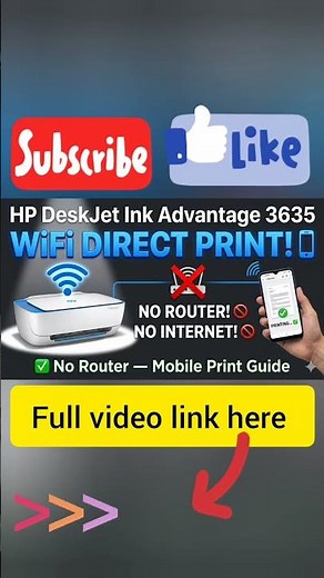 HP DeskJet Ink Advantage 3635 WiFi Direct Setup on Mobile Print — No Router No Internet Needed!
