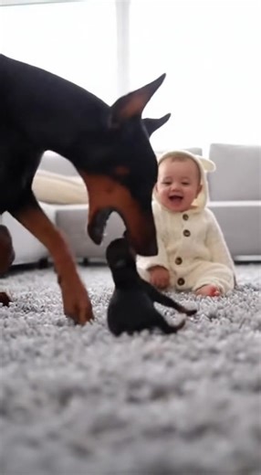 This Doberman's Dramatic Act For The Baby Is Everything! 😂 (AI) | Panda Curioso