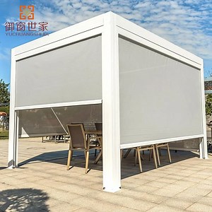 [Hot Item] Free Standing Louver Proof Canopy Waterproof Aluminum Gazebo Pergola with LED Light
