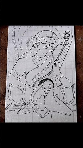 Maa Saraswati Outline Drawing📚 |#shorts #trending #saraswati #art #viral