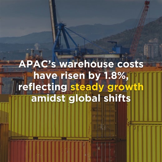 Warehouse costs across Asia Pacific rose 1.8% in the past 12 months...