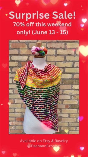 Flash sale for this weekend only! Grab your copy of the Stonewall Shawl pattern on Etsy or Ravelry! If you make it, please post and tag me. I’d love to see your creations 🥰#crochet #crochettok #crochettiktok #DashannCrochet #Pride #lgbtqia