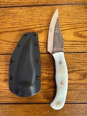 Unmarked possibly vintage heavy-duty carbon steel knife with modern snap sheath | eBay
