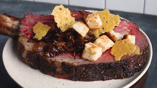 70 reactions · 31 shares | This French Onion Prime Rib recipe puts all of the flavors from the popular soup on top of a thick and perfectly cooked slice of prime rib! I made this recipe for the Omaha Steaks Blog and you can check it out here - https://www.omahasteaks.com/blog/french-onion-prime-rib/ | The Food in My Beard | Facebook