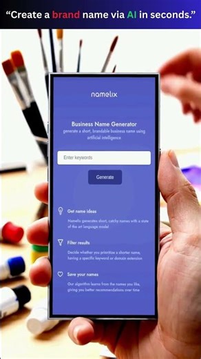 “Create a brand name via AI in seconds ”