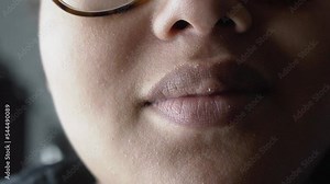 Beautiful natural Lips of a black woman close up.