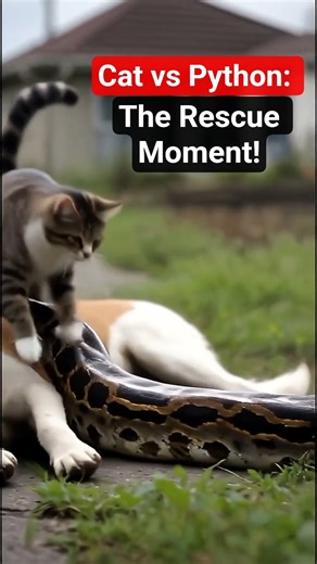 Brave Cat Saves Dog from Python | Wild Instincts in Action #shorts