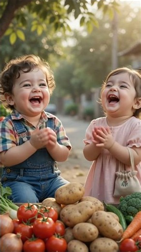 Cute Baby Selling Fresh Vegetables! 🥔🍅 | Funny AI Baby Story #Shorts