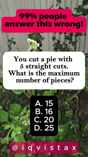 🥧 5 Cuts, Max Pieces? #shorts #iqvistax #riddle