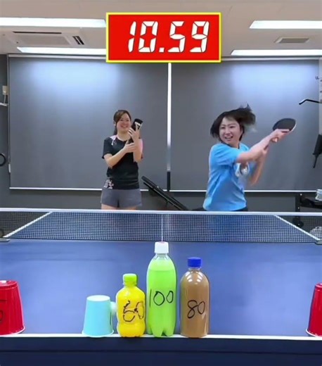 Insane Table Tennis: Cups & Bottles Knockdown Challenge
