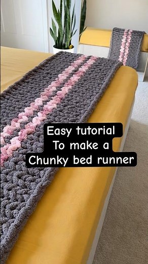 How to make a chunky bed runner, easy tutorial! #knitting #handknitting #bedrunner #chunkyknit
