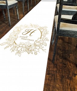 Custom Gold Monogram Wedding Aisle Runner: Elegant Ceremony Decor - Etsy