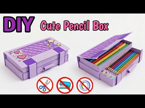 How to Make a Paper Pencil Box | DIY Paper Pencil Box | No Glue Craft | Easy Origami Box Tutorial