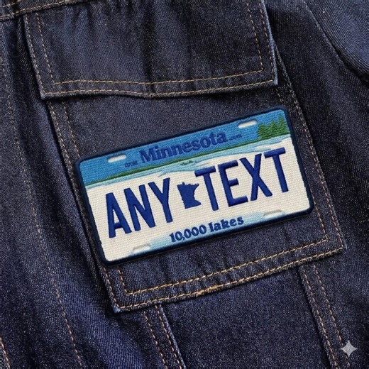 Custom Minnesota License Plate Patch, Personalized MN 10,000 Lakes Iron on Badge - Etsy