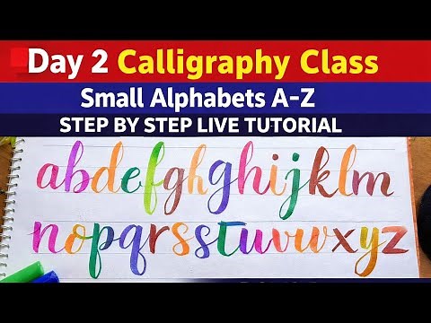 live brush pen calligraphy class Day2 small alphabets a-z in calligraphy lettering #calligraphyart