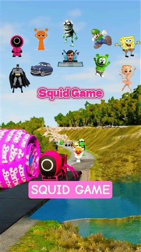 MrBeast & Batman & Mario & Squid Game & SpongeBob & Crazy Frog Gummy Bear & Sprunki in BeamNG.Drive
