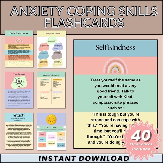 Editable Anxiety Coping Skills Flashcards | Mental Health Printable | Therapy Resource | Canva Template - Etsy Canada