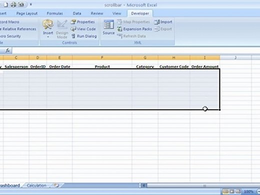 Insert a Scroll Bar in Excel