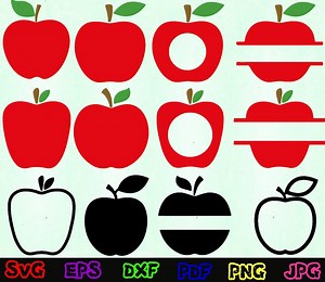 Apple Svg - Apple Monogram Svg - Fruit Svg - Apple Silhouette - Apple Cut Files - Apple Svg Bundle - Apple Clipart - Apple Design Svg - Etsy France