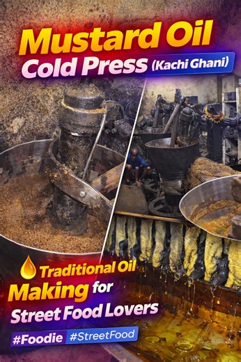 Mustard oil cold press (kachi ghani) in Banaras India 🇮🇳 traditional oil making for street food lovers #Foodie #StreetFood
