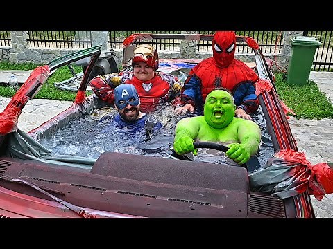 Swimming Pool Car With Superheroes
