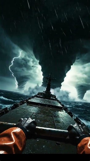 Ship stuck in tornado 🌪️ 🚢 #tornado #trending #travel #shorts