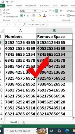 Remove Space From Numbers in Excel #shorts
