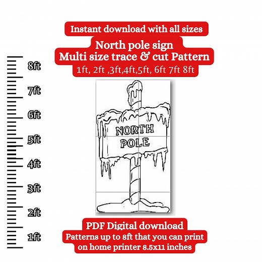 North Pole Direction Sign, Print Trace and Cut Stencil Pattern , Yard Art Silhouette Woodworking Template, Santa Arch ,welcome Sign Gate - Etsy