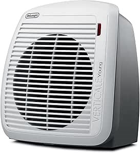De'Longhi Portable Fan Heater, Quiet 1500W, 2 Settings, Energy Saving, Overheat Protection, Compact & Ideal for Small to Medium Sized Rooms, White / Gray, HVY1030