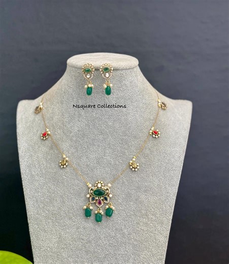 Victorian Finish CZ Necklace Set: Invisible Chain Charm Jewelry - Etsy