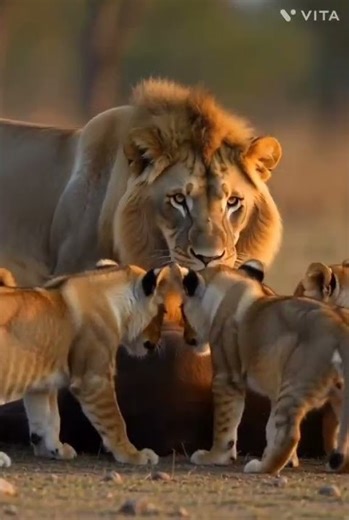 Male Lions Eat First… Even Their Cubs Know Why 🦁 #Shorts