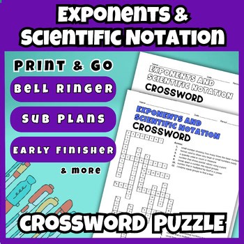 Exponents Scientific Notation Vocabulary Crossword Activities Middle School Math