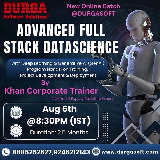 ADVANCED FULL STACK DATA SCIENCE Online Training @ DURGASOFT #durgasoftware #fullstackdatascience