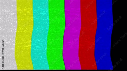 Retro TV Screen with Static and Color Bars, No Signal Broadcast Interruption.