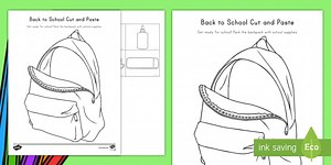 Back to School Backpack Cut and Paste Worksheet