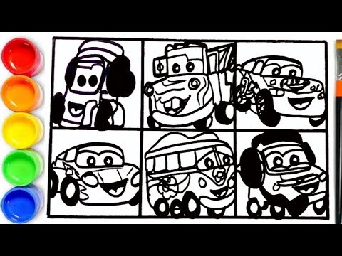 🔴 Cars Lightning McQueen Drawing and Coloring Pages |Lightning McQueen, Sally, Tow Mater, Luigi, Flo