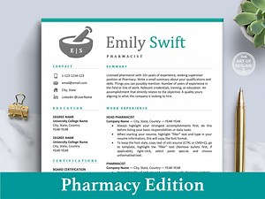 Pharmacist Resume Template Word, Mac Pages | Pharmacy Student Resume CV Design | Pharmacist Cover Letter | Pharmacy Assistant Free Resume CV - Etsy
