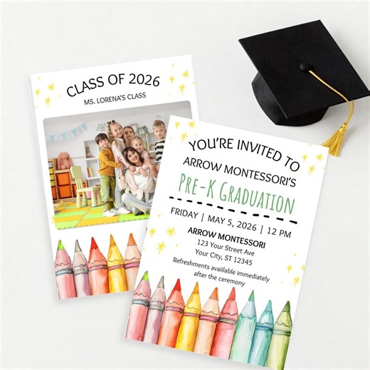 Editable Preschool Graduation Invitation, Prek Grad Flyer, Prek Celebration Invite, Kindergarten Graduation Template, Printable Download - Etsy