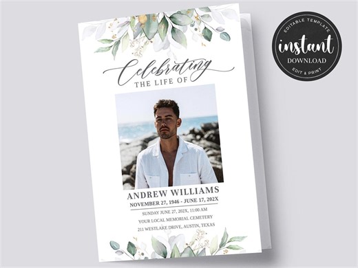 Editable Funeral Program Template Canva, Memorial Service Template, Order of Service, Celebration of Life Program, Funeral Canva Template - Etsy UK