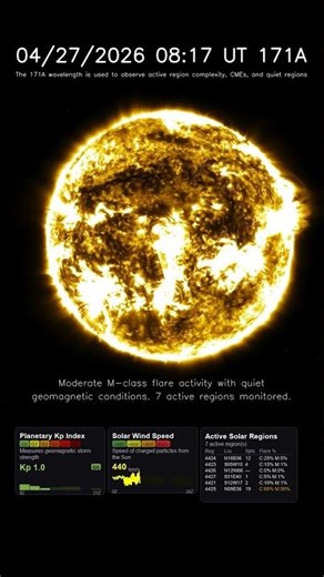 Sun 24 Hour Timelapse | Iron IX / 171 Å | Extreme UV (April 27, 2026) #shorts